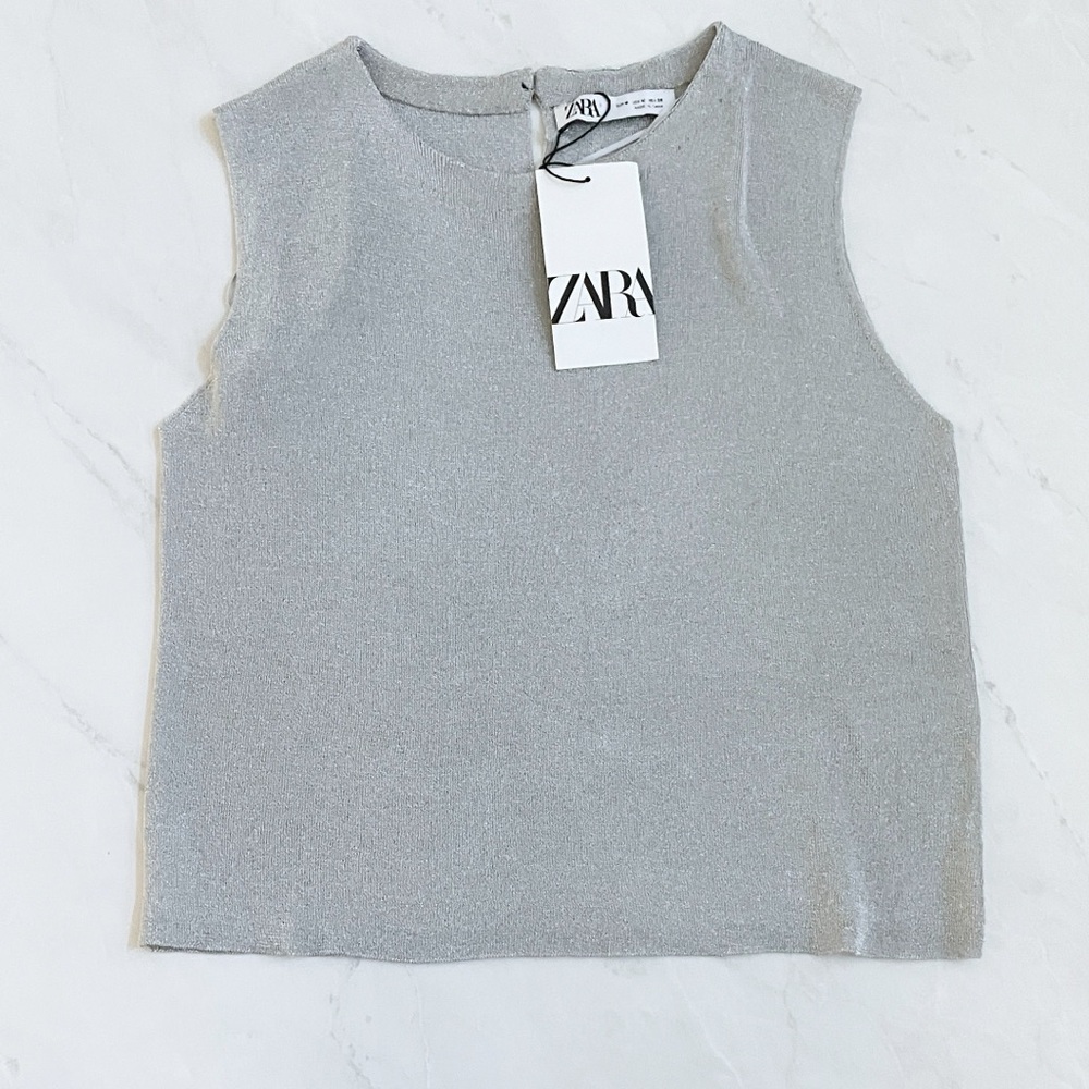 Zara Metallic Knit Sleeveless Top M - Picture 4 of 5
